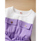 Baby GirlsDress Long Sleeve Round Neckline Pockets Dress Purple12105322