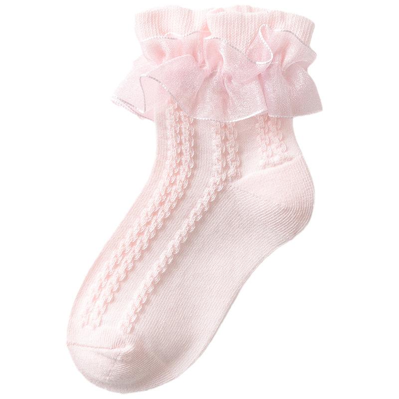 Kids Fashion  Girls Socks Double Lace Socks Princess Dancing baby Cotton Socks A23