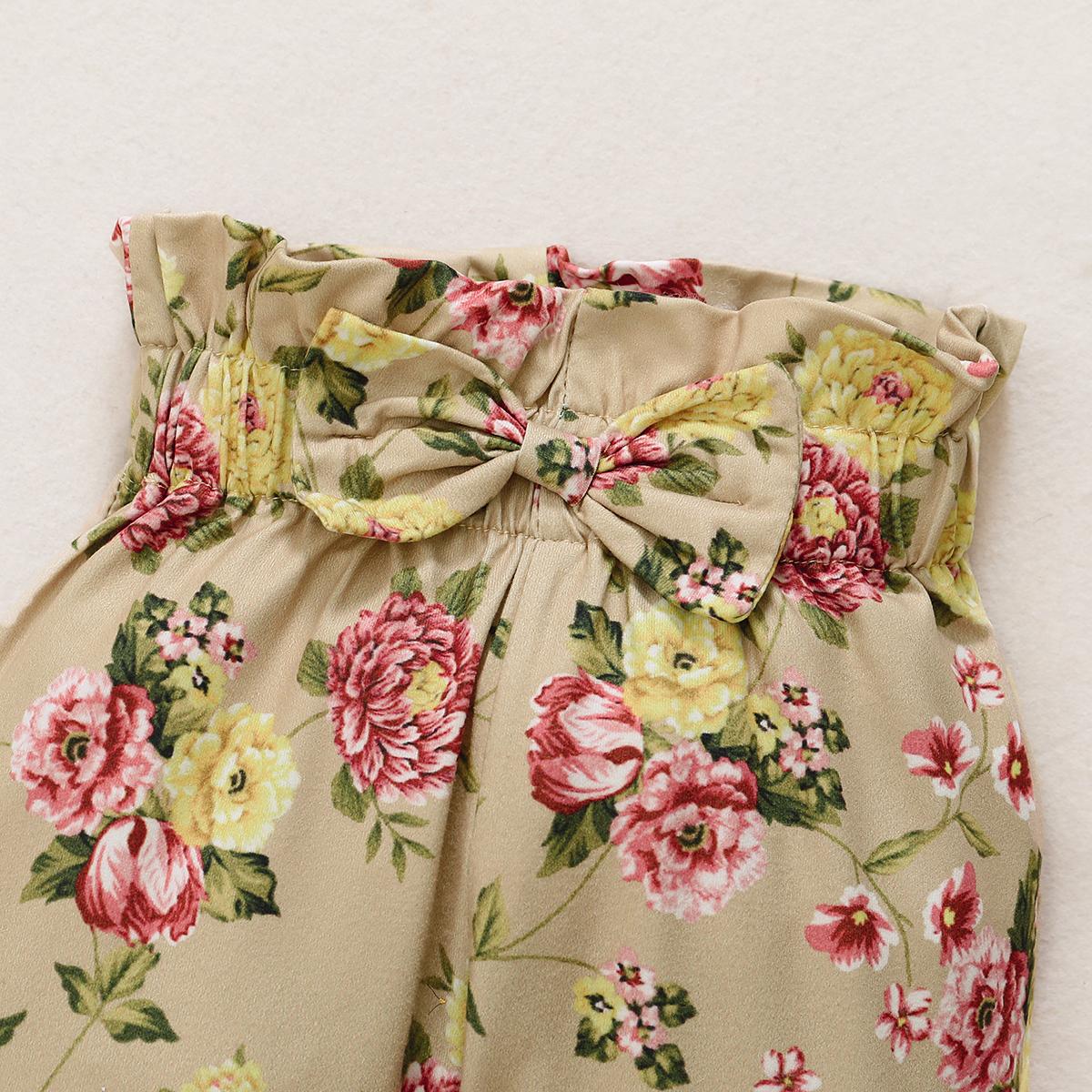 Baby Girls Clothes Long Sleeve T-Shirt Floral Pants Headband Apricot 3PCS WL20091497