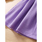 Baby GirlsDress Long Sleeve Round Neckline Pockets Dress Purple12105322