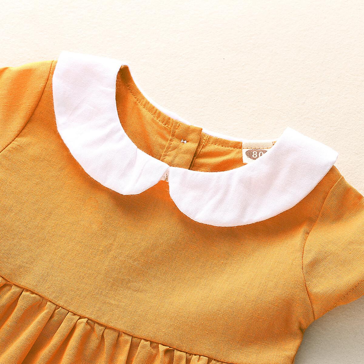 Toddler Baby Girl Clothes Baby Girl Dress Short Sleeve Round Neckline Dress Baby Girl Summer Casual Dress Yellow 194027