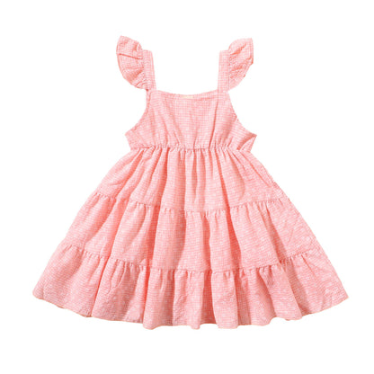 Toddler Baby Girl Clothes Baby Girl Dress Sleeveless Suspender Dress Girls Summer Dress Pink 193270