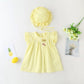 Kid Fashion Ready Stock Girls Outfits Sleeveless Solid Color Summer Dress With Hat 2Pcs Clothes Set ZX-ZB001