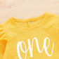 Kids fashion Girls Clothes One Long Sleeve For Winter Bodysuit With Headband 2pcs set Yellow YC2007547-1