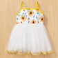 Kids Fashion Girls Dress Straps Sunflower Bow Splice Gauze One Piece Dress White F222112151