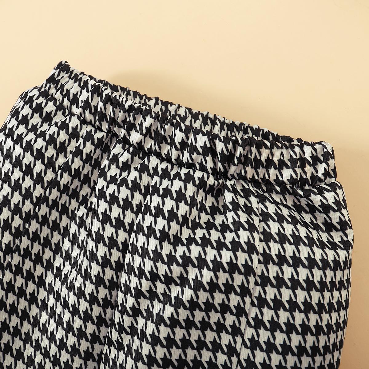 Baby Girls Outfits  Heart Houndstooth Long Sleeve Pants 2Pcs Clothes Set Black 122208604