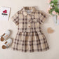 Baby Girls Clothes Baby OOTD Plaid Polo Shirts Dress 2PCS Brown 222211301