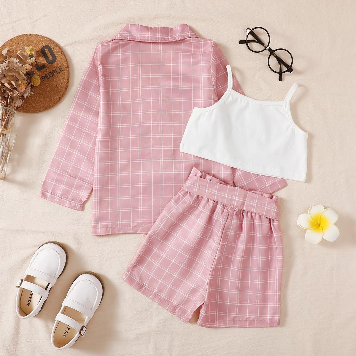 Baby Clothes Baby Girl Pink Jacket With White Short Sleeves And Pink Shorts 3PCS 112205304
