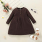 Baby Girls Dress Long Sleeve Pure Color One Piece Winter Dress SH10967