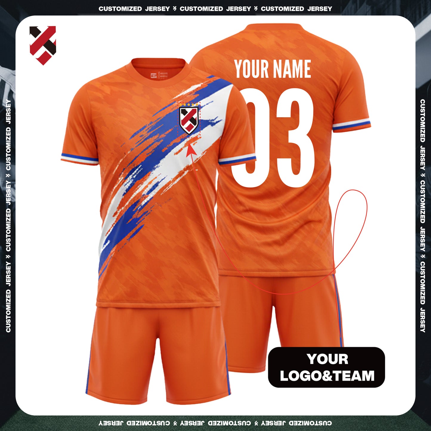 2026 World Cup Custom Orange Football Jersey Kit | Personalized Name, Number & Logo