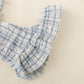 Kids fashion Girls Summer Clothes One Shoulder Plaid Elastic Shorts 2Pcs Outfits Blue 122203457
