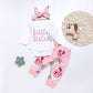 Newborn Baby Girl Clothes Baby Girl Outfits Long Sleeve Letter Print Romper Floral Pants Headband 3PCS Clothing Set 191048