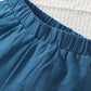 Kid Fashion Ready Stock Boys Summer Outfits Turn-down Collar Pocket Splice Shirt Elastic Shorts 2Pcs Clothes Set Blue 112211057