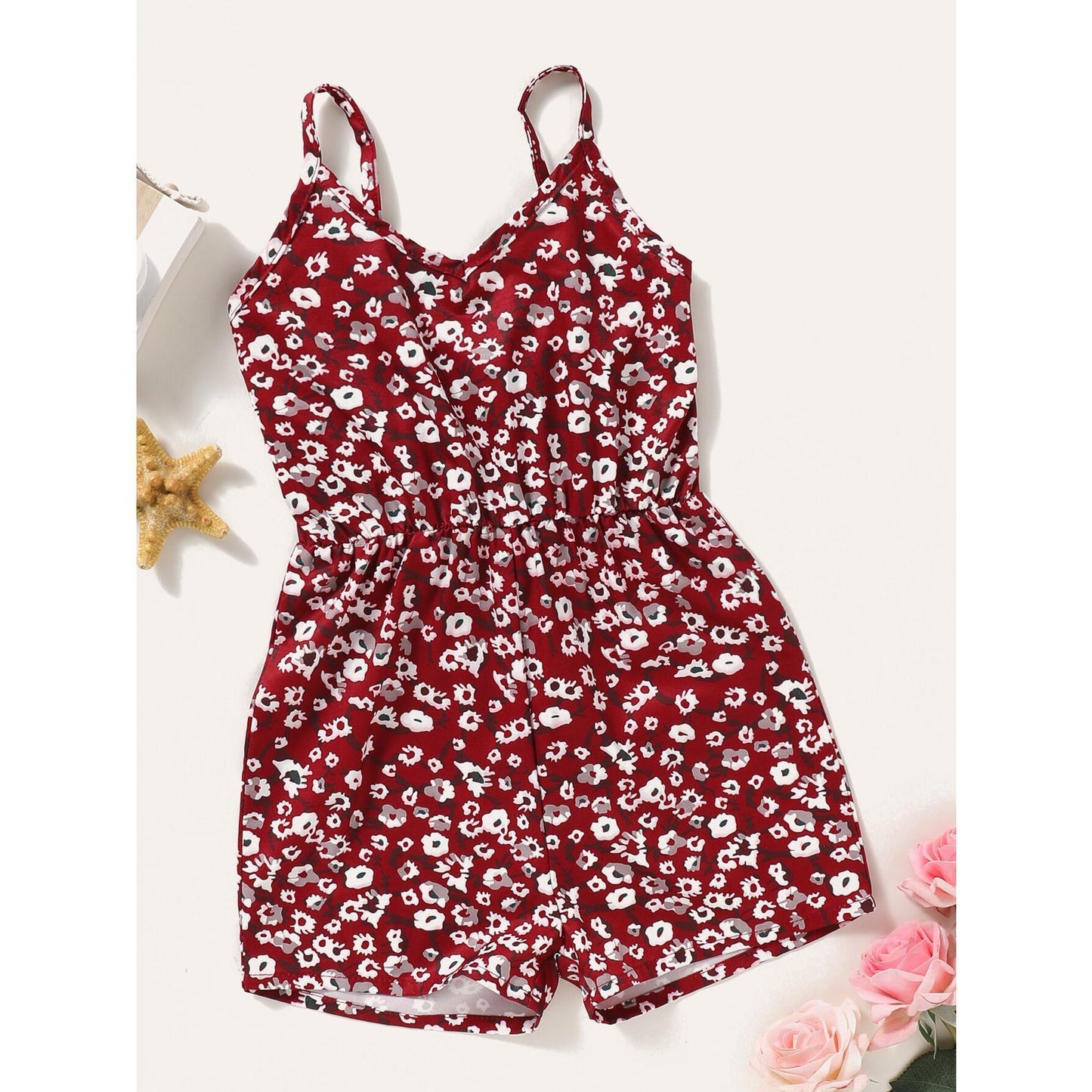 JOYSHOP Toddler Baby Girls Clothes Baby Girls One Piece Jumpsuit Girls Sleeveless Suspender Overall Shorts Red YC2003077