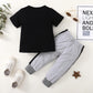 Baby Boys Outfits Letter Print Shirts Top Pants 2Pcs Clothes Set,Black 190041