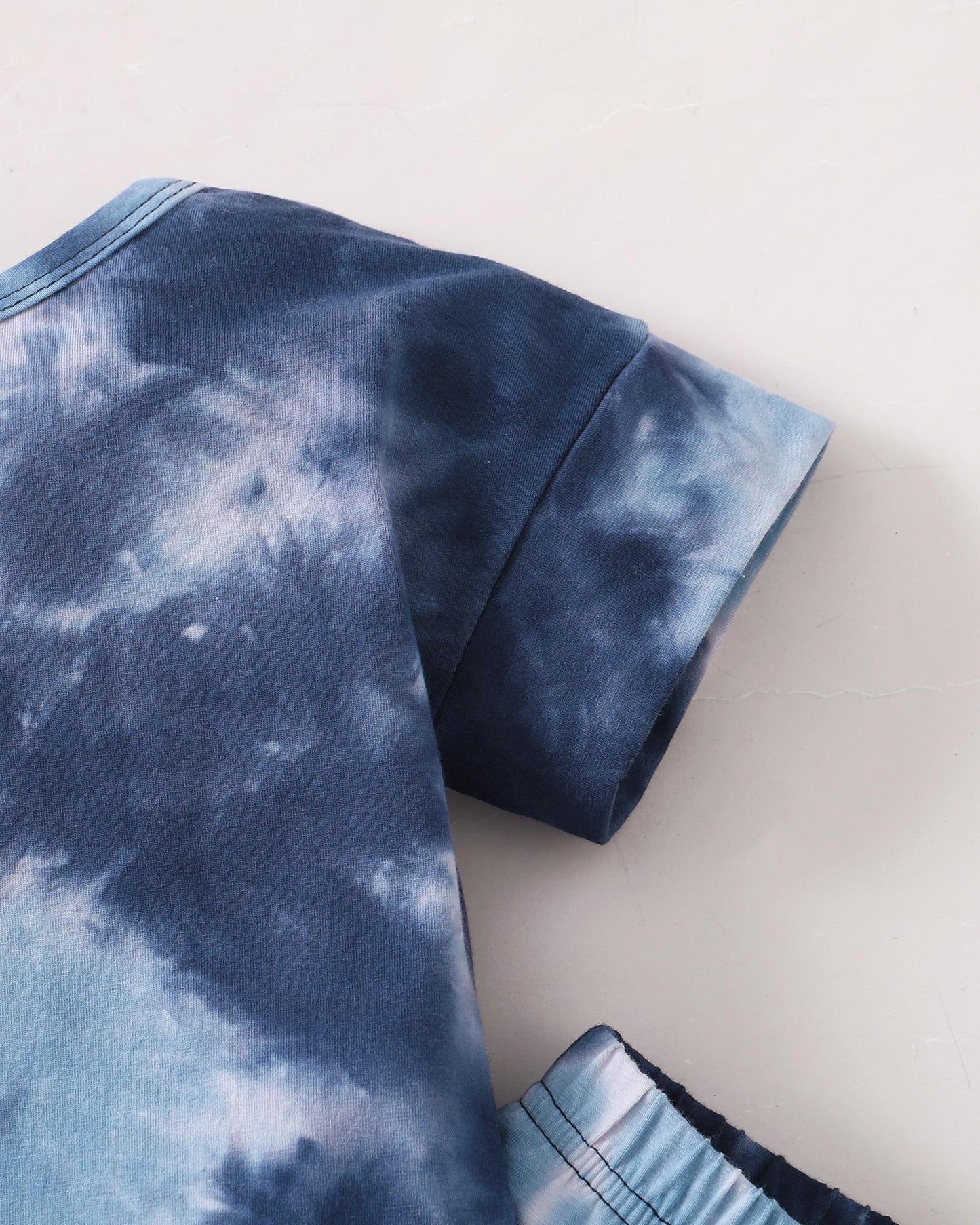 Kids fashion Boys Clothes Ready Stock Tie-dye Shirt Shorts 2Pcs Summer Outfits Blue 12109015-3