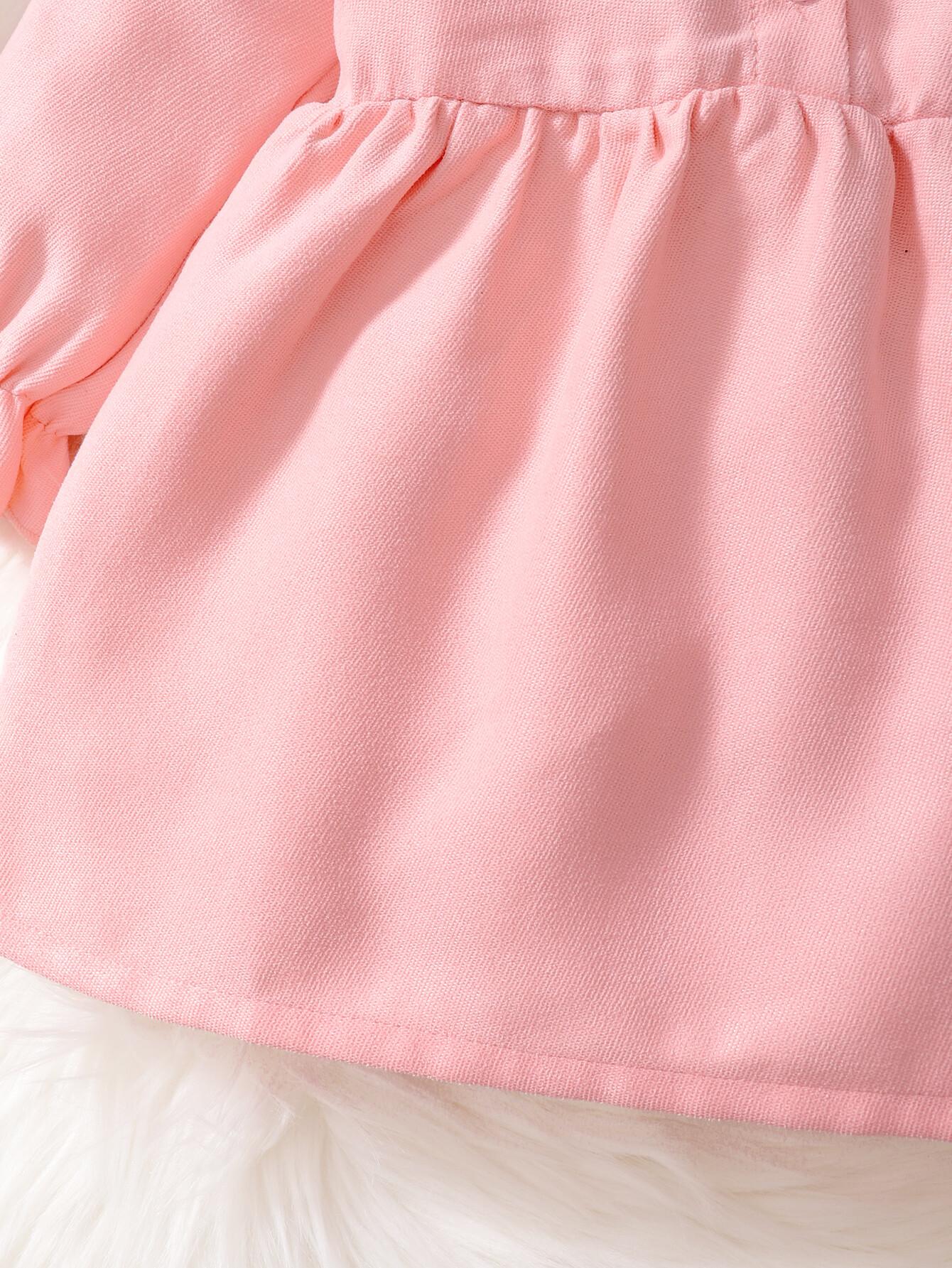 kid fashion Girl Clothes Girl Dress Long Sleeve Dress Ruffle Embroidered Floral Collar Dress  Fall Dress Pink 22009660-1