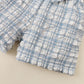 Kids fashion Girls Summer Clothes One Shoulder Plaid Elastic Shorts 2Pcs Outfits Blue 122203457