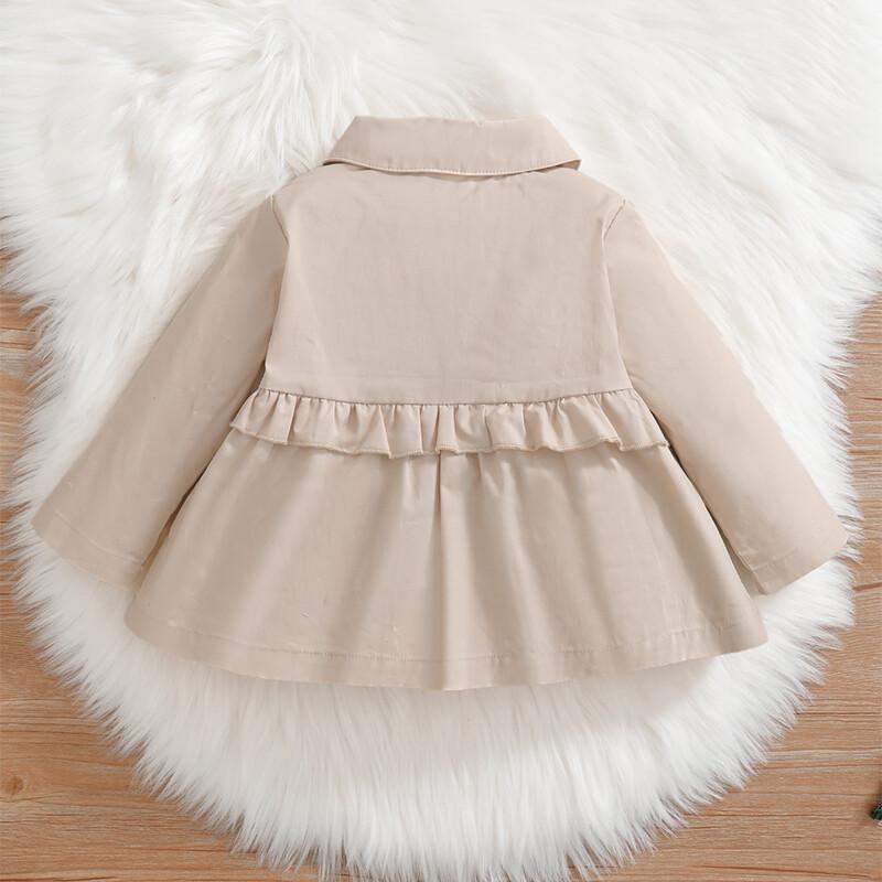 Infant Kids Girls Clothes Kids Girls Long Sleeve Lapel Coat Tops Baby Girl Fall Winter Coat Tops ApricotTT-SH-22107515