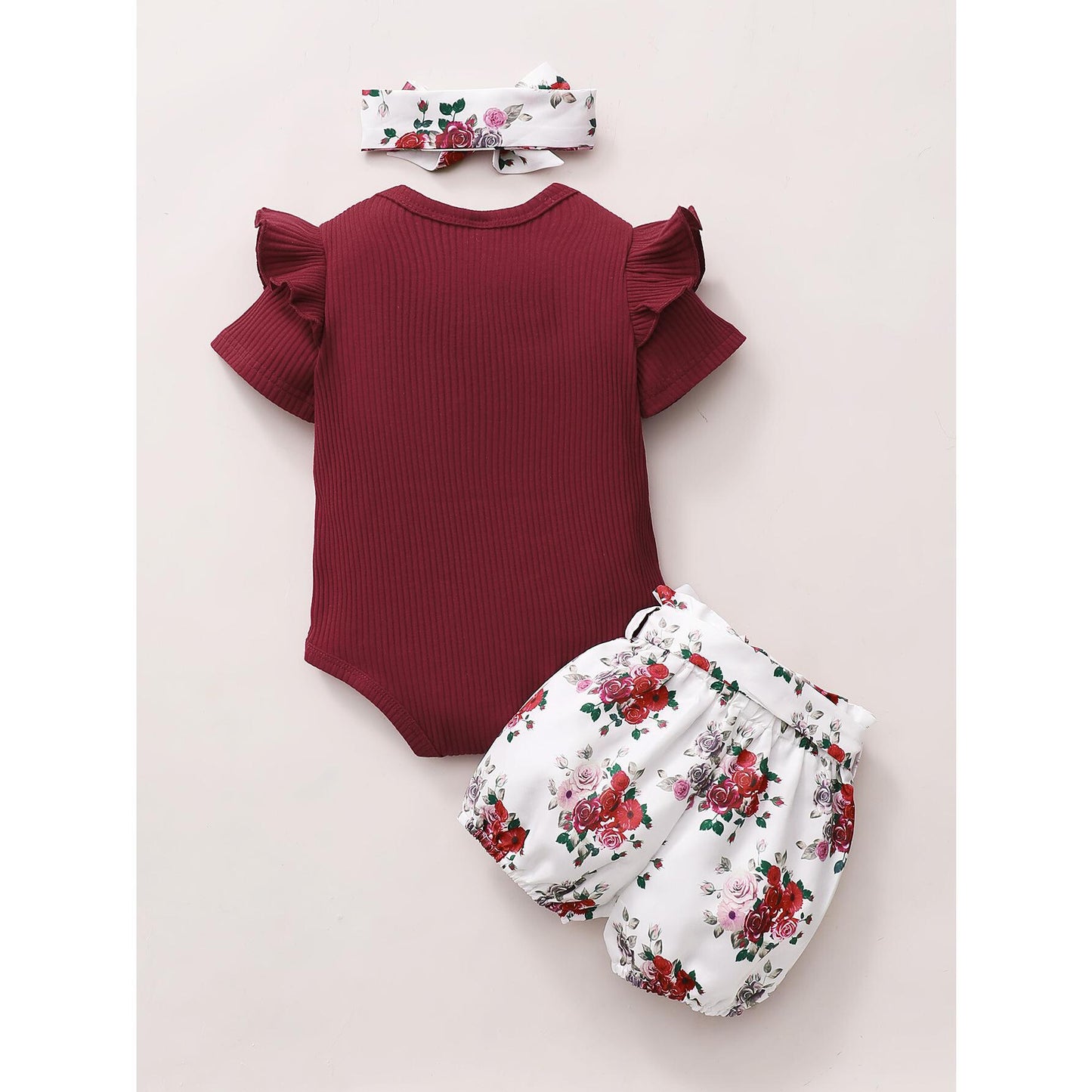 Newborn Baby Girl Outfits Ruffle Sleeve Romper Tops Floral Shorts Set Baby Girl Summer Clothes Outfits Set 22012047
