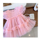 Baby Fashion Girls Princess Dress Bubble Sleeved Fluffy Summer Sweet Dress A23001
