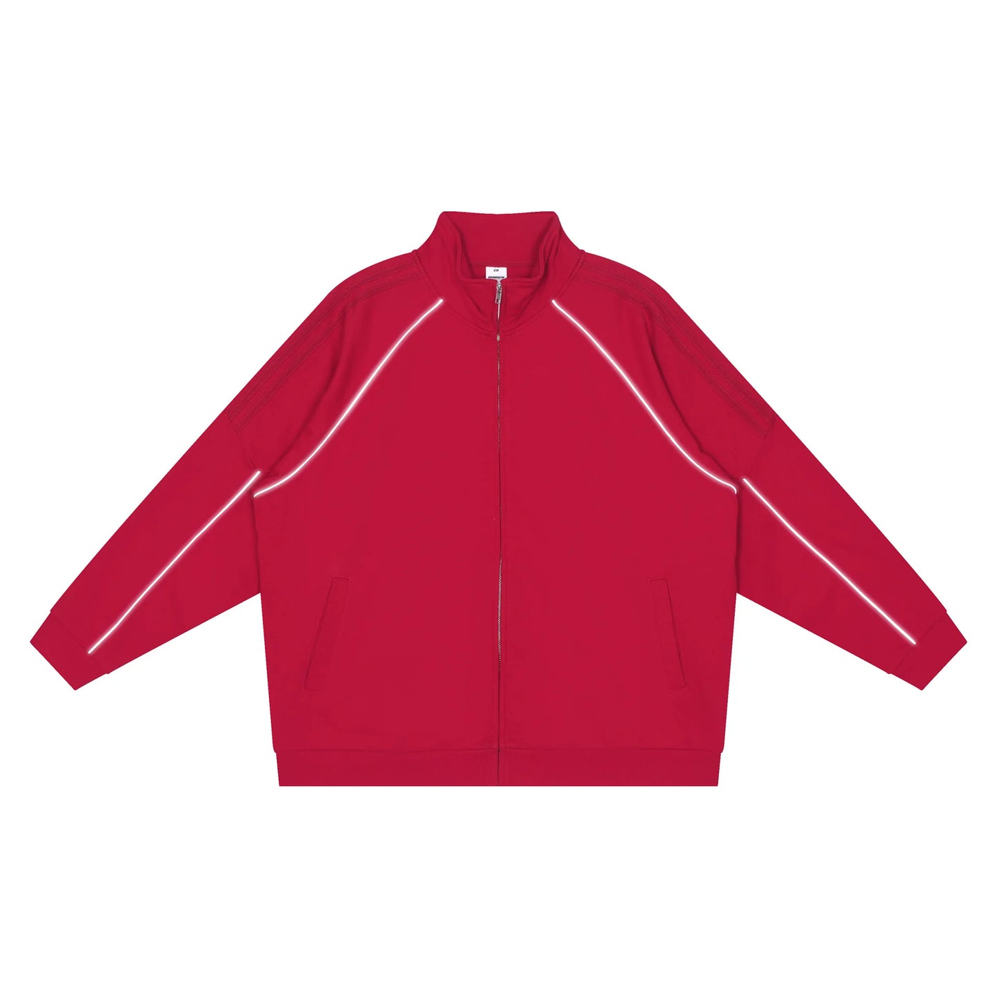 Custom Logo Embroidery Washed Polyester/Cotton Zip-Up Men's Autumn Long Solid Color Oversized Fleece Sweatshirt Pocket