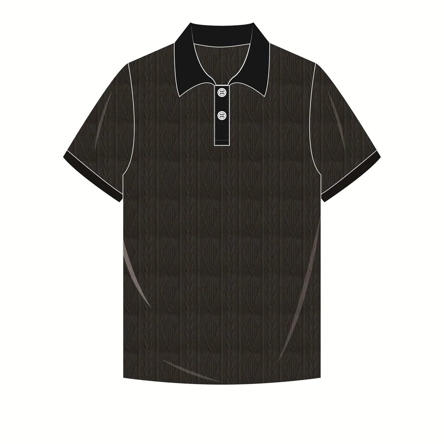 Men's High Quality Business Casual Short-Sleeve Polo Shirt Summer Print Patchwork Embroidery Button Decoration Polo Shirt