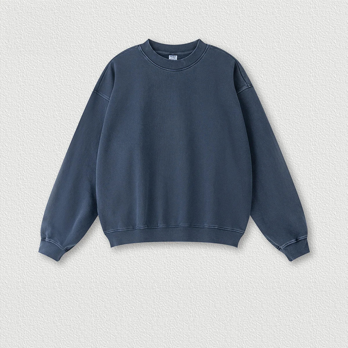 380G 100% Cotton Heavyweight Autumn and Winter Crewneck Couples Shoulder Pullover Sweatshirt Solid Color Sweater Suit