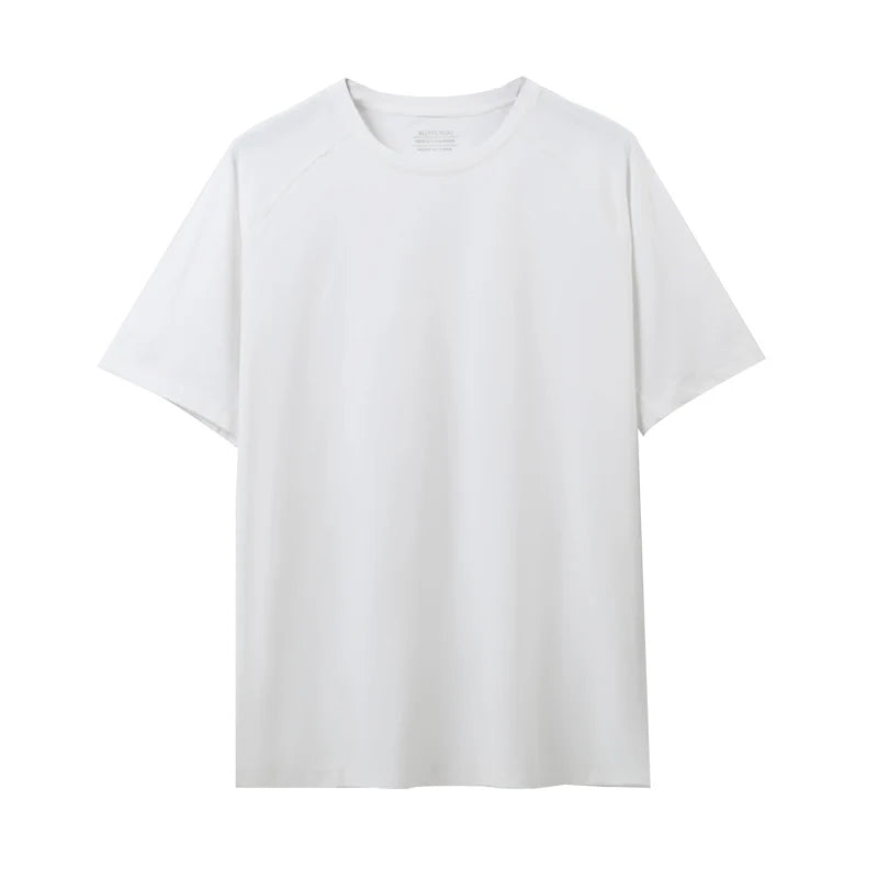 Stock Breathable Quick Dry Anti-UV O-Neck Pullover Knitted Size Loose Fit Short Sleeve Solid Color Casual Sports Style Men