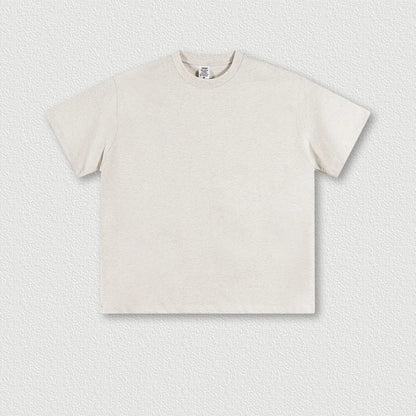 345G 100% Cotton Custom Logo Heavyweight New Trendy Brand Basic Short-sleeved Pure Cotton Loose Casual T-shirt for Men