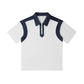 Heavy Quality 240g Color Matching Half Chest Zipper Casual Lapel Short Sleeve POLO Shirt for Men and Women