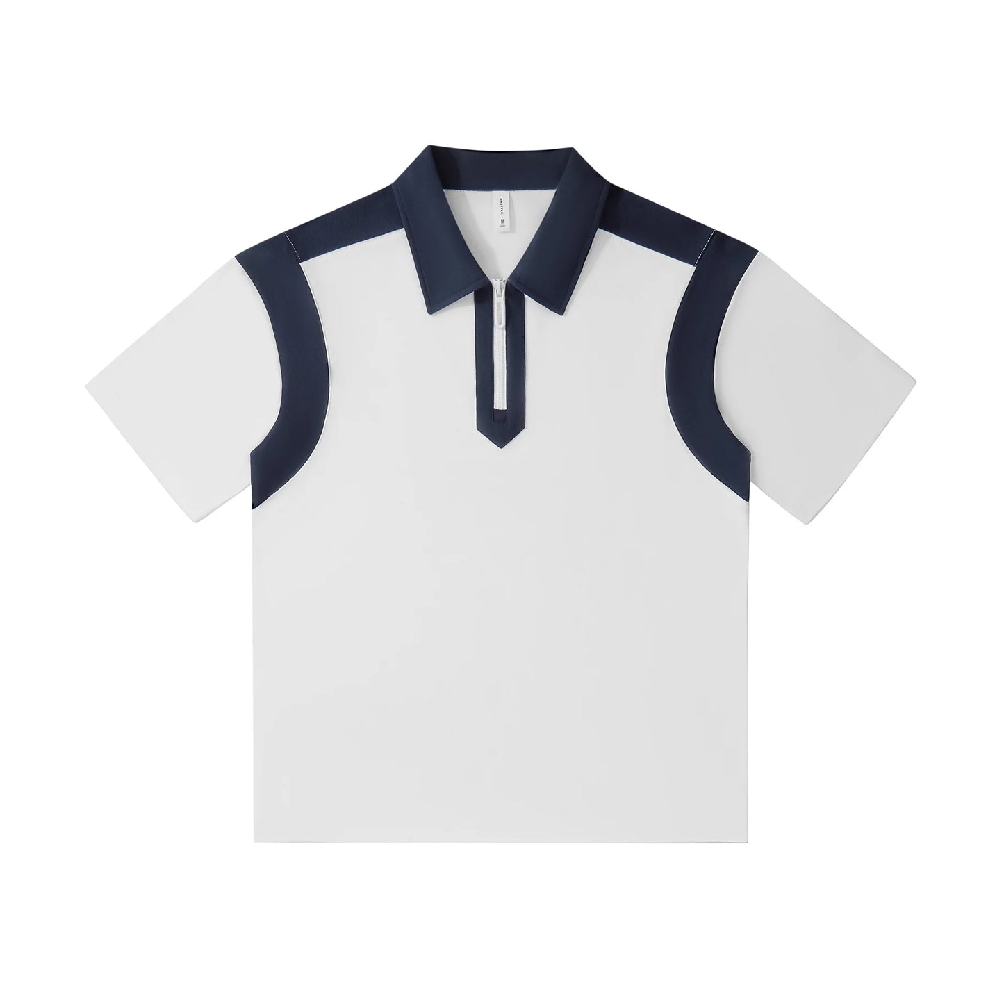 Heavy Quality 240g Color Matching Half Chest Zipper Casual Lapel Short Sleeve POLO Shirt for Men and Women