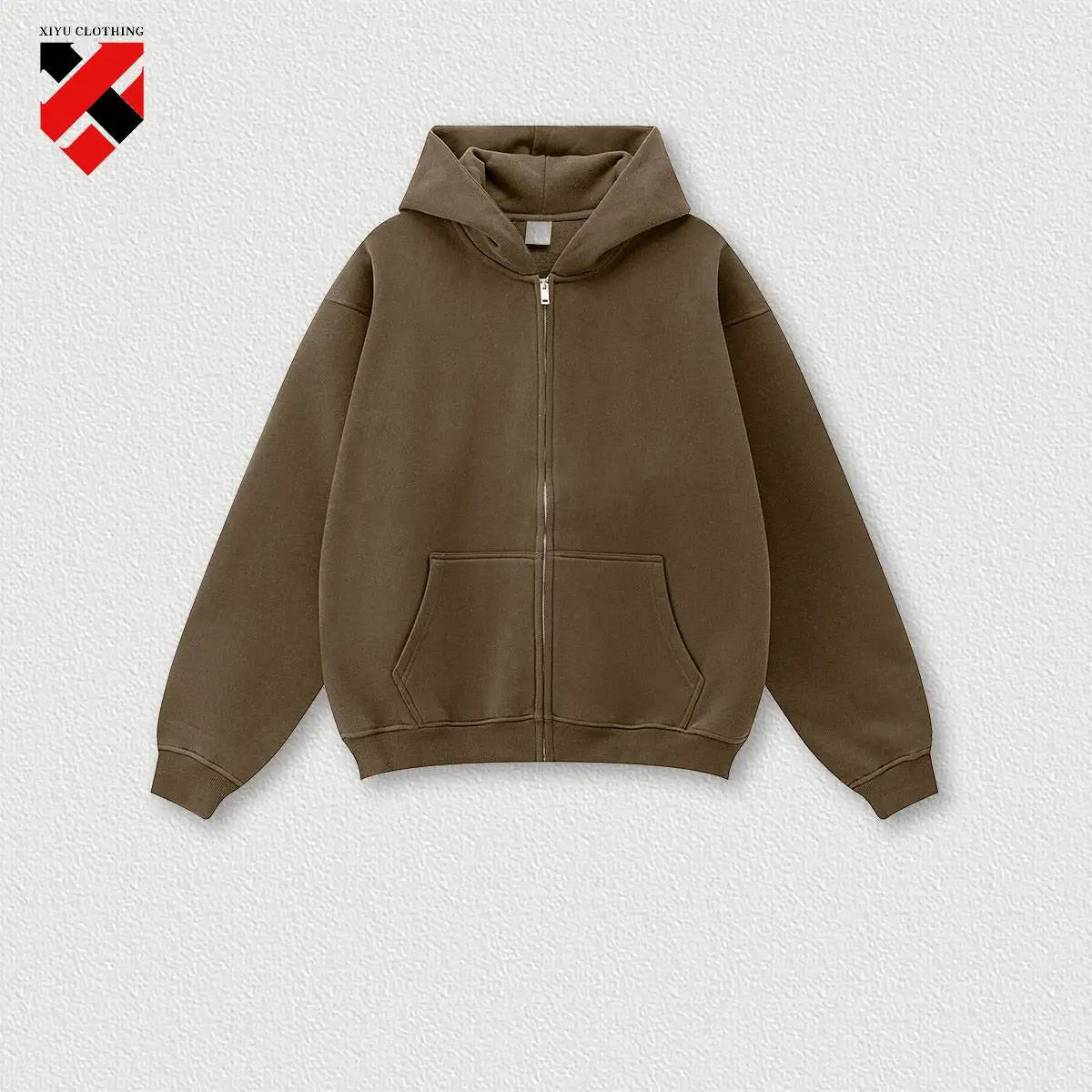 345G Custom Logo Heavyweight Men's Casual Hoodie Velvet Hooded Cardigan Sweatshirt Suit Men's  Plus Size Trendy Hoodie