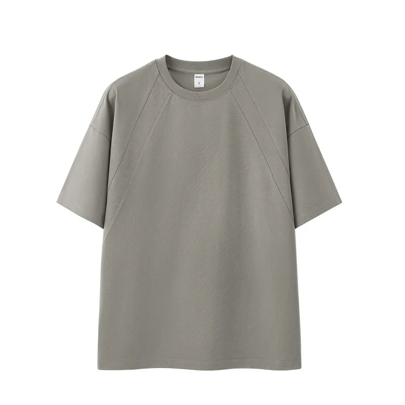 American Street Heavy High Quality Oversized T-Shirt Spring Summer New American Size Patchwork Short-Sleeved T-Shirt for Man