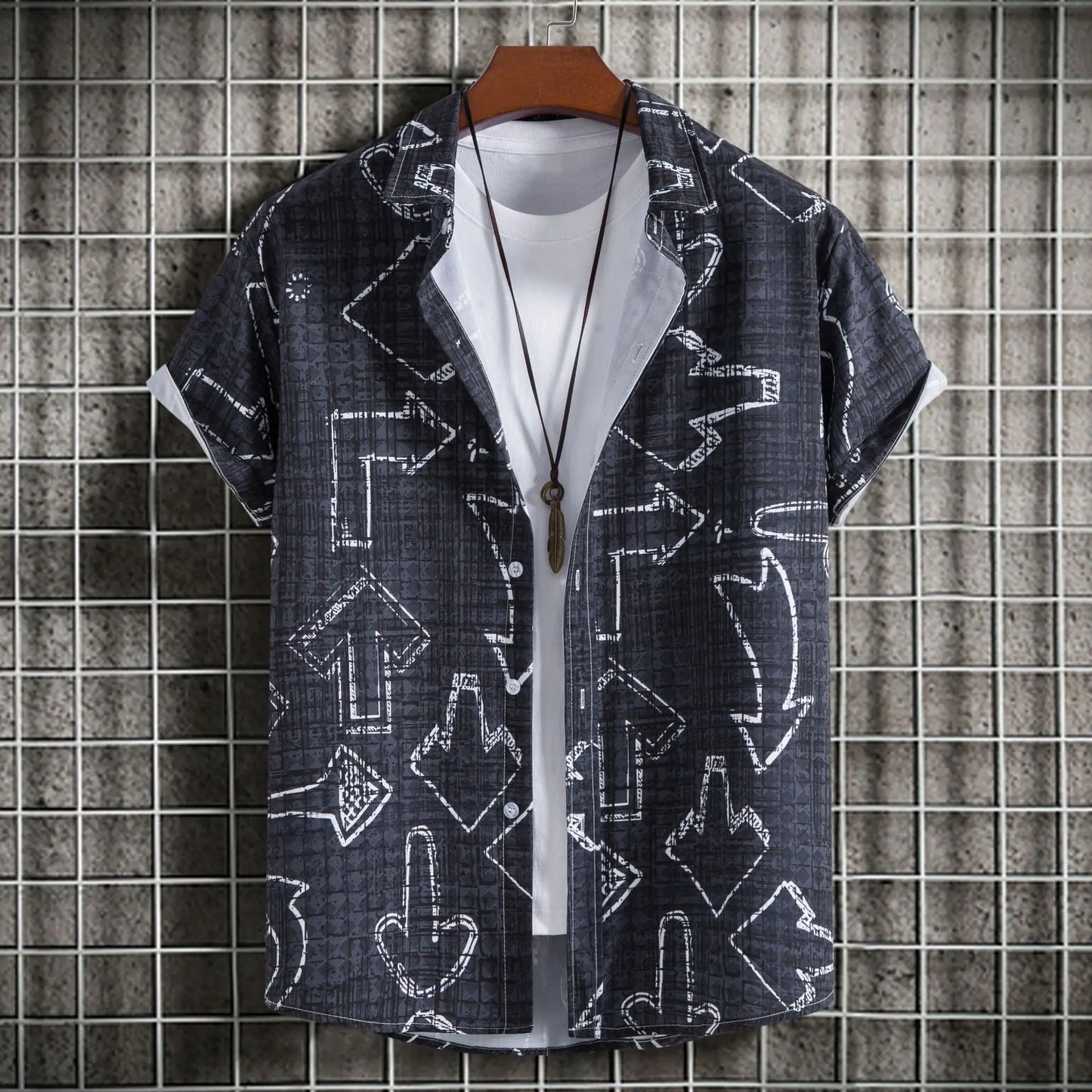 Abstract Art Men's Shirt | Minimalist Brush Stroke Short Sleeve Shirts