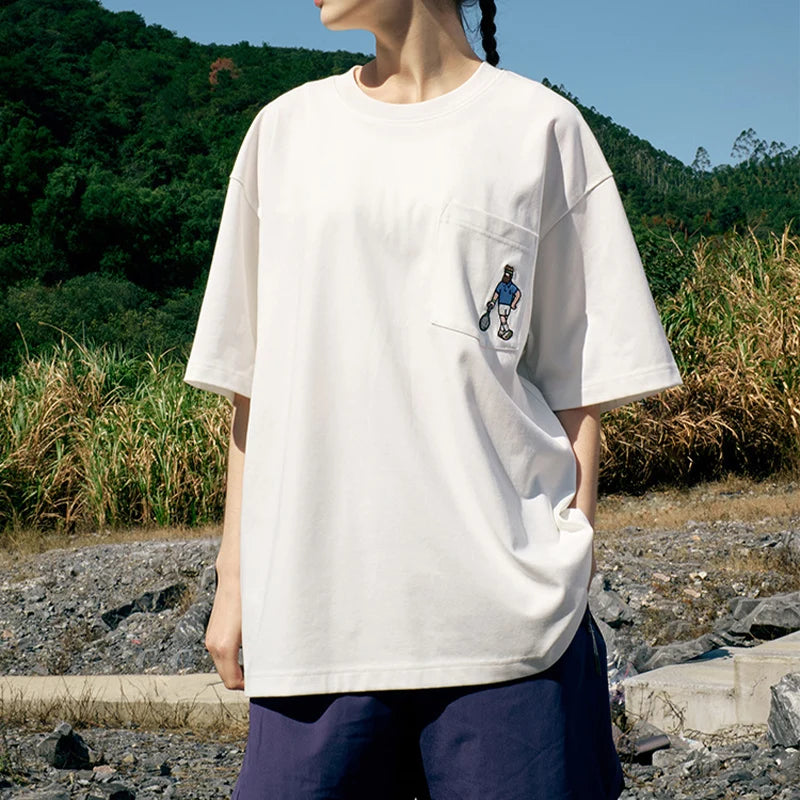240G Sports Embroidered Pocket T-shirt 6 in 1 Cool Quick-drying Short Sleeves T-shirt for Men
