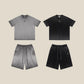 275G 310G 100% Cotton Custom European and American Three-dimensional Embroidered Loose T-shirt Shoulder-beating Casual Set