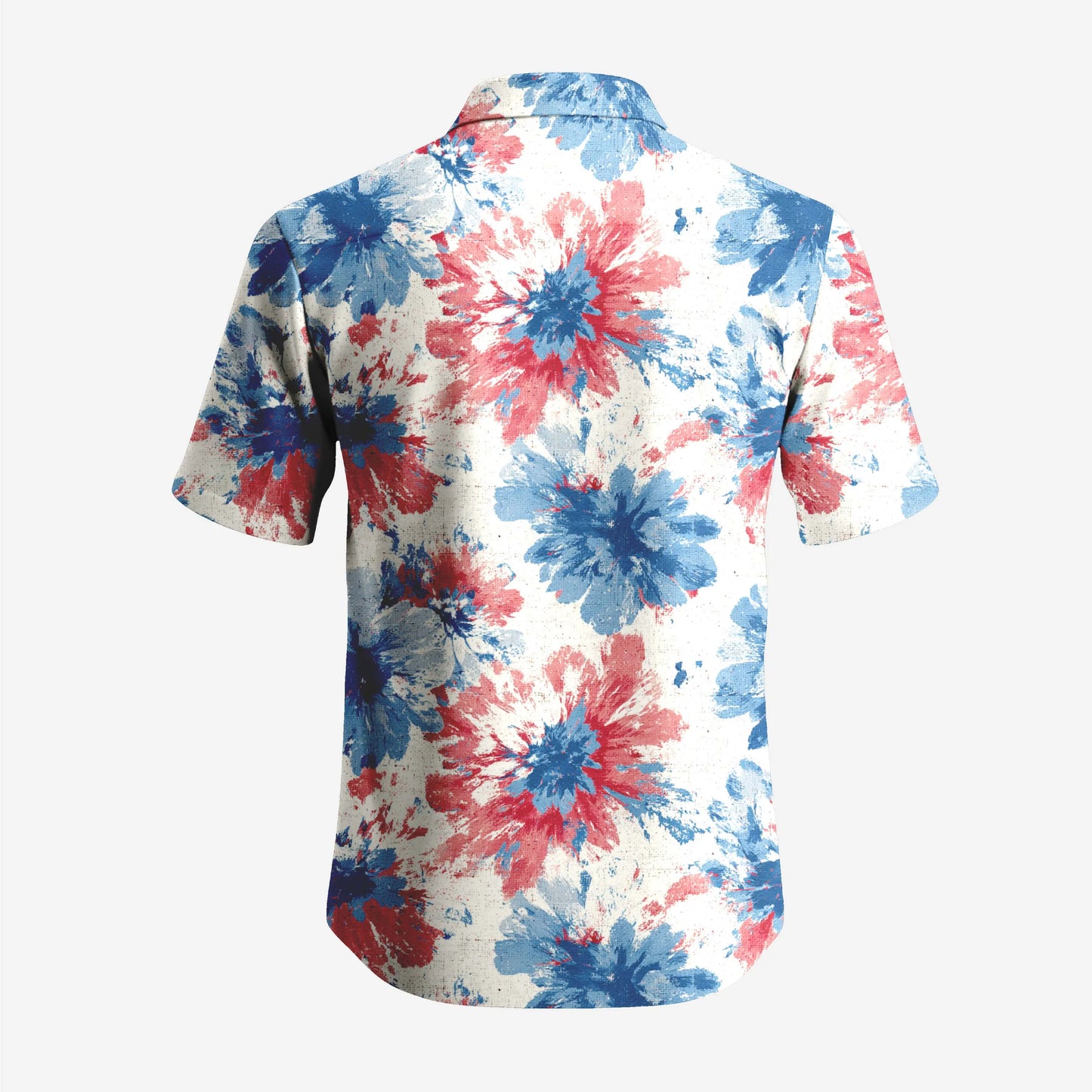 Custom Printed 100% Polyester Floral Stand Collar Casual Men's Button-Up Shirt for Beach Vacation Anti-Pilling Shirts OEM Service