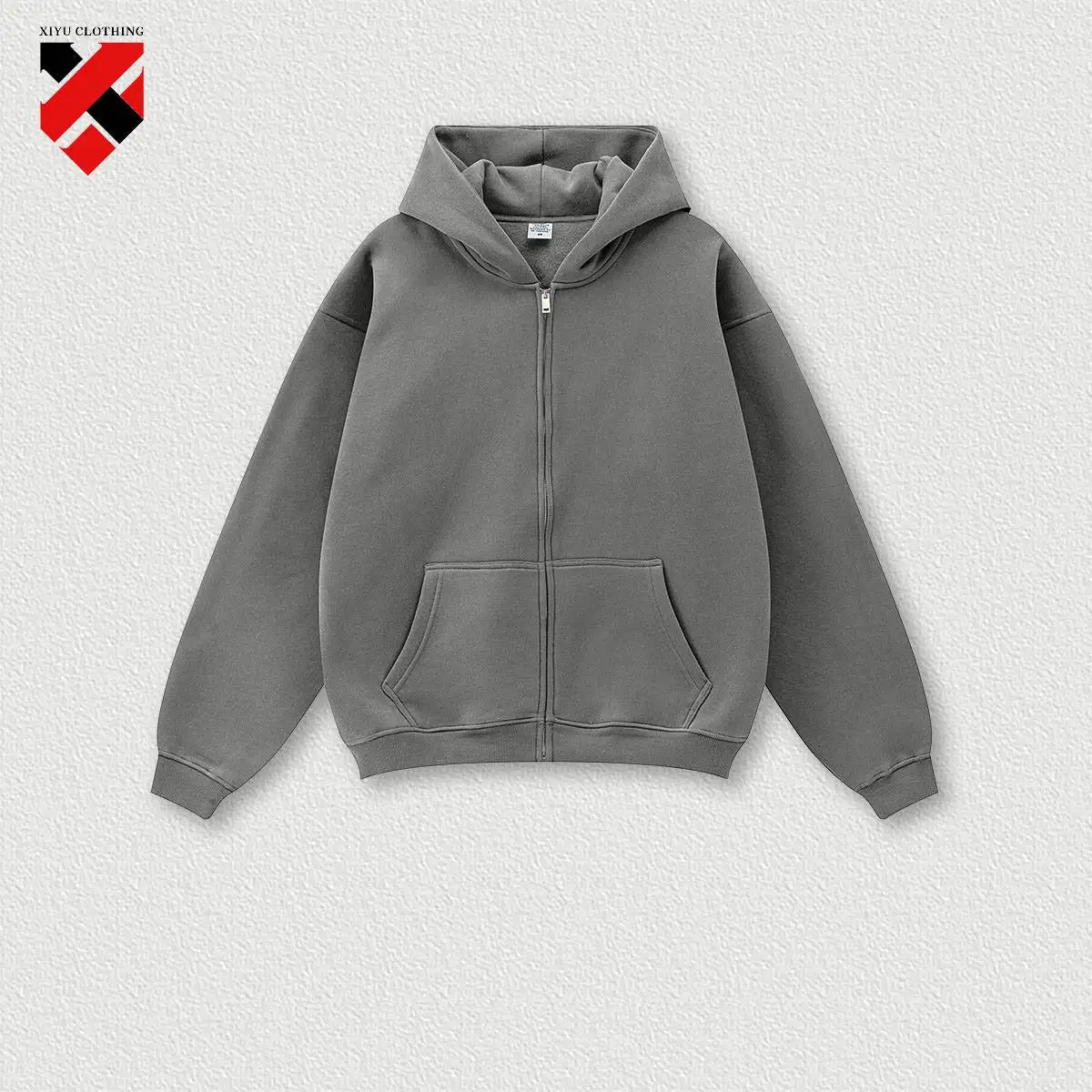 345G Custom Logo Heavyweight Men's Casual Hoodie Velvet Hooded Cardigan Sweatshirt Suit Men's  Plus Size Trendy Hoodie