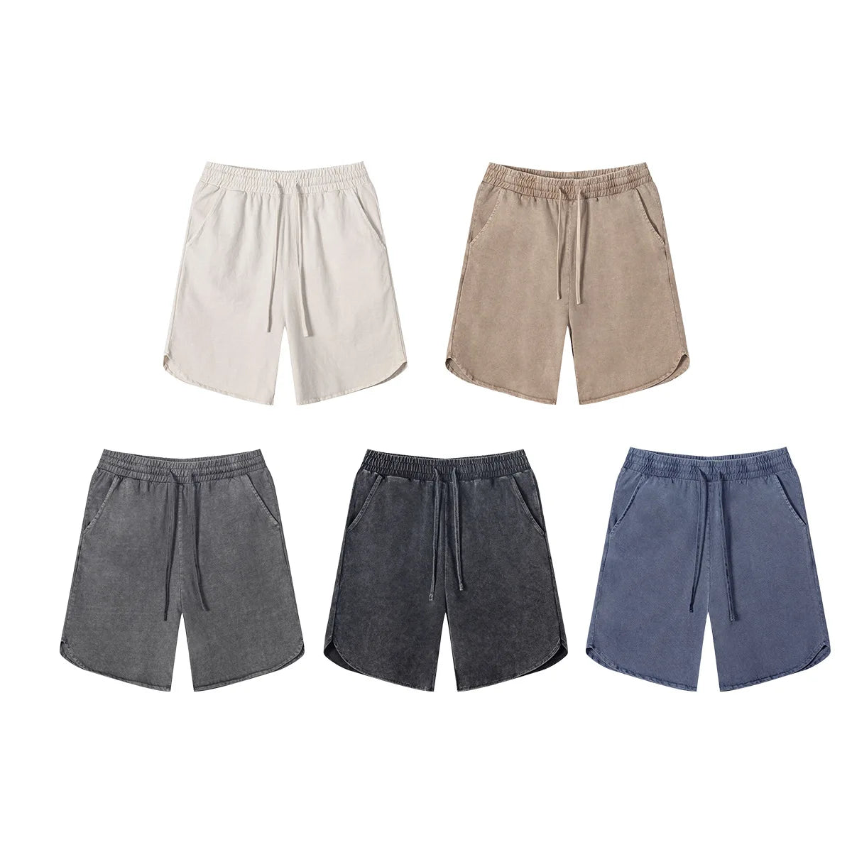 358G 100% Cotton Custom Logo Men's Clothing Hair Polishing Process Washing Old Teenage Couple Fitness Sports Men Casual Shorts