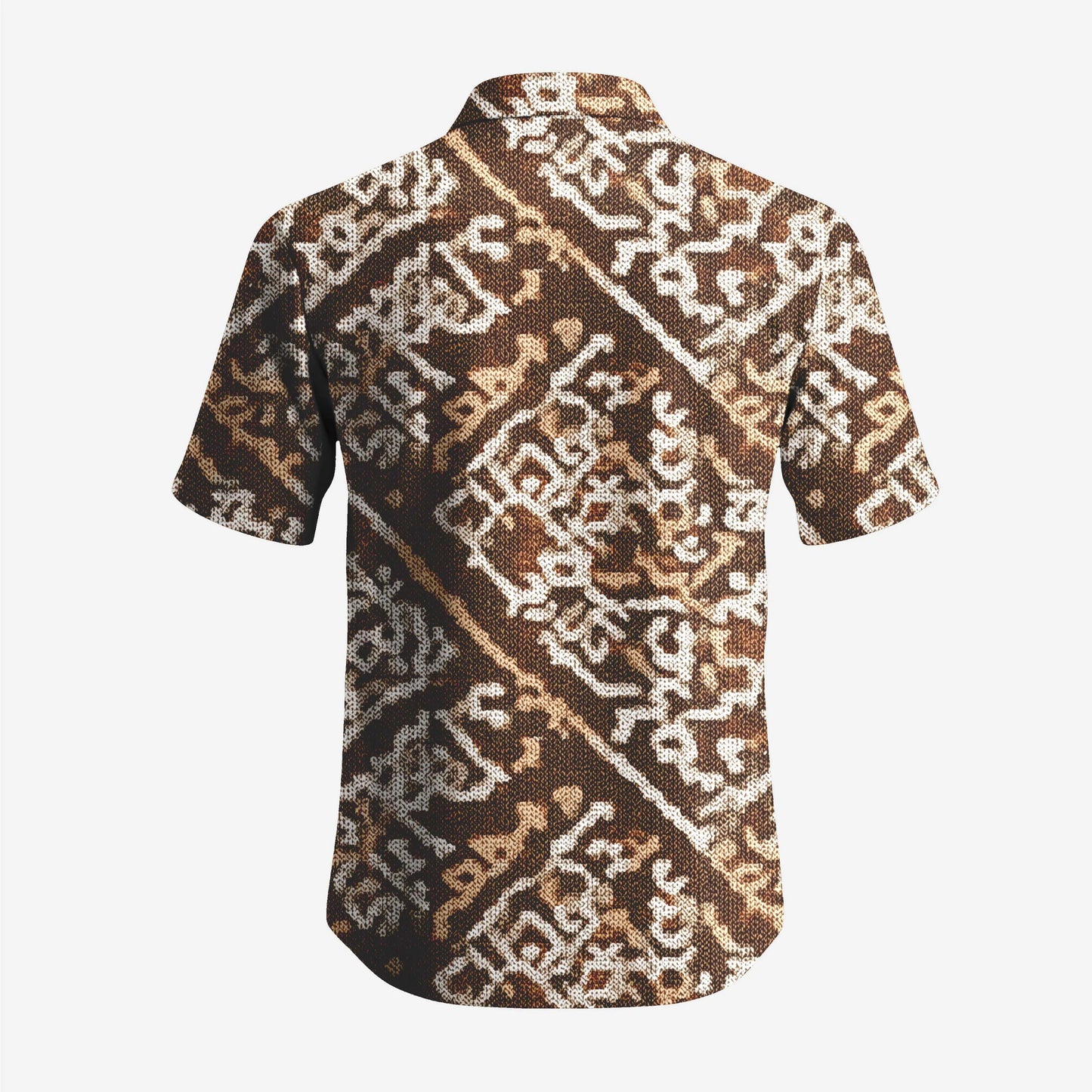 Tribal Pattern Short Sleeve Shirt | Brown Geometric Print Men's Top