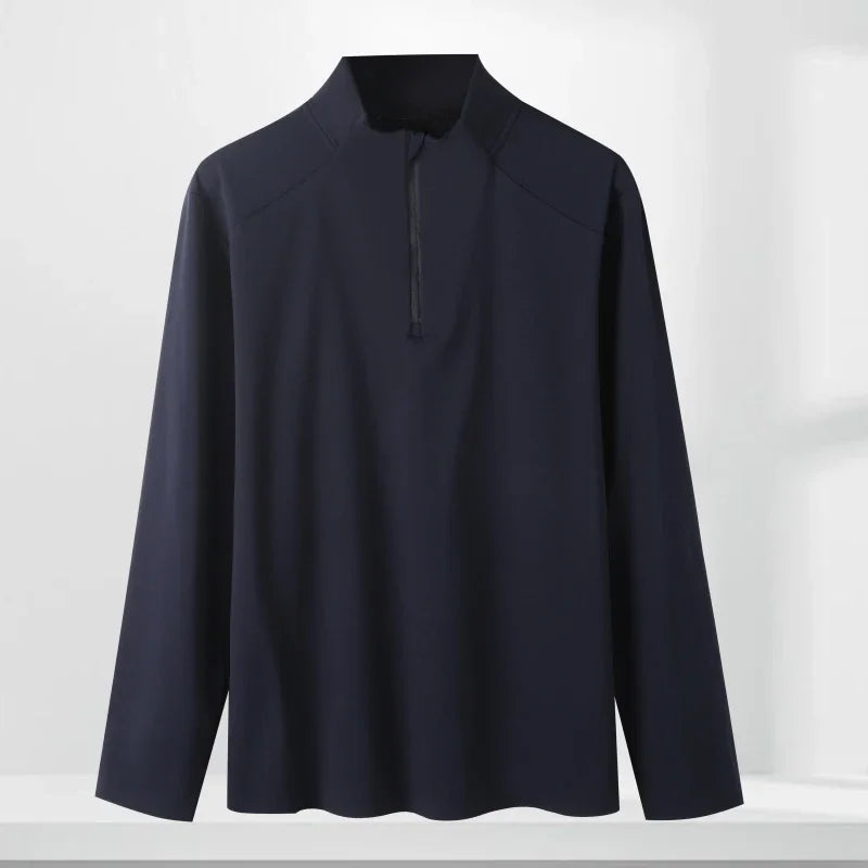 Custom LOGO Heavy Quality New Long Sleeve Zipper Fitting Casual Style POLO Shirt Autumn Men's Golf Shirt for Man