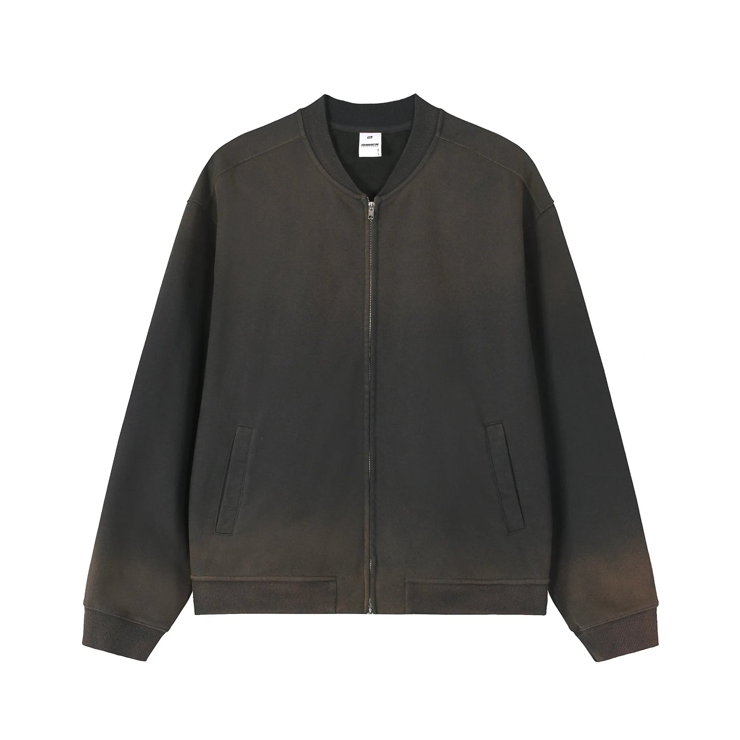Autumn New Heavy 450G Fleece Solid Oversized Retro Washed Zipper up Hoodie Jacket Crewneck Hoodie Jacket Without Hood