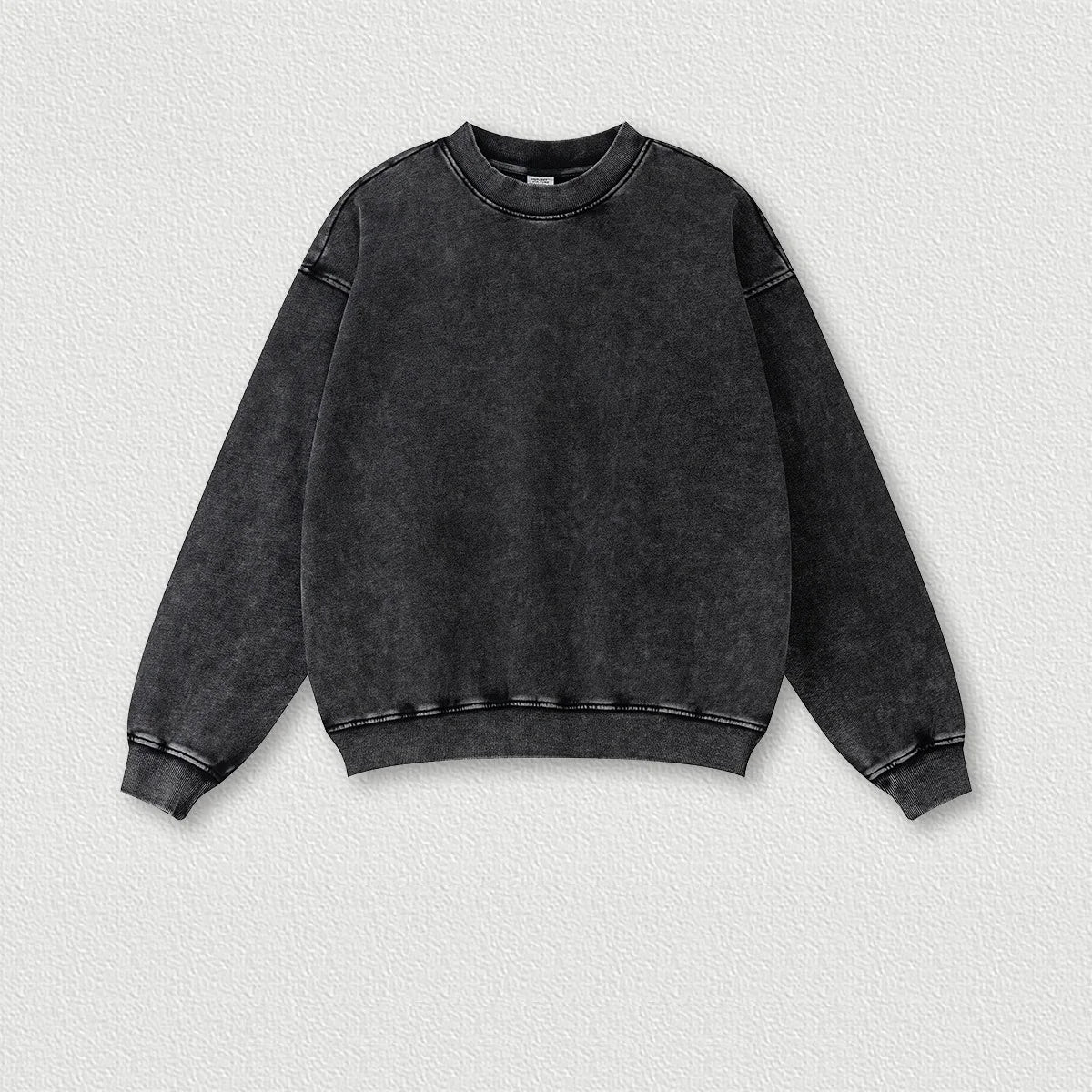 380G 100% Cotton Heavyweight Autumn and Winter Crewneck Couples Shoulder Pullover Sweatshirt Solid Color Sweater Suit