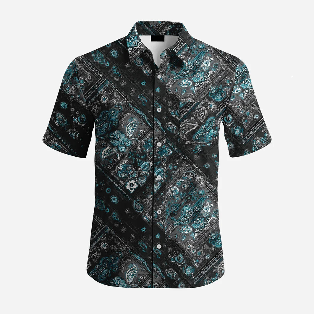 Custom Professional 100% Polyester Stand Collar Hawaiian Shirts Breathable Summer Fashion Matching Set OEM Beach Shirt