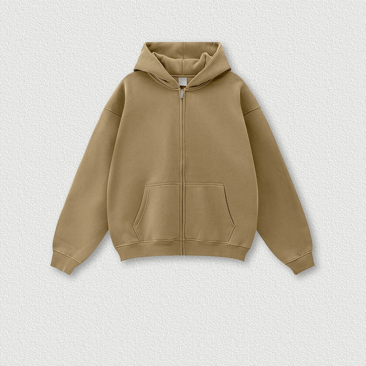 345G Custom Logo Autumn Trendy Loose Solid Color Zipper Hooded Sweatshirt Casual Pants Set Men's Hoodie Sets
