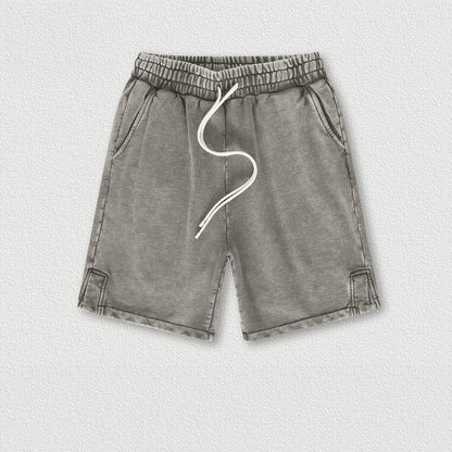 350 Grams 100% Cotton Custom Logo Heavy Weight Retro Wash-slit American Trendy Brand Men's Five-point Men's Shorts
