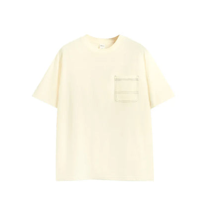 Spring and Summer 150 Grams New Hydrogen T-shirt with Bright Pocket Outdoor Loose Shoulder Solid Short Sleeve T-shirt for Men