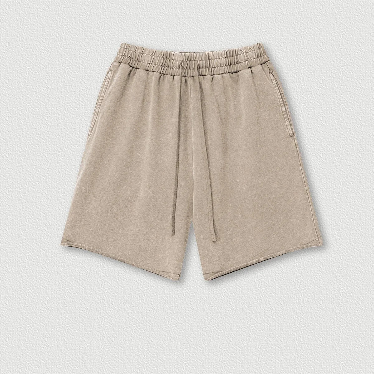330G 100% Cotton Custom Summer Retro Street Trend Neutral Style Casual Five-point Pants Washing Loose Curly Shorts Men