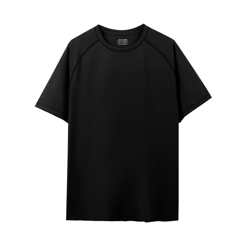 Stock Breathable Quick Dry Anti-UV O-Neck Pullover Knitted Size Loose Fit Short Sleeve Solid Color Casual Sports Style Men